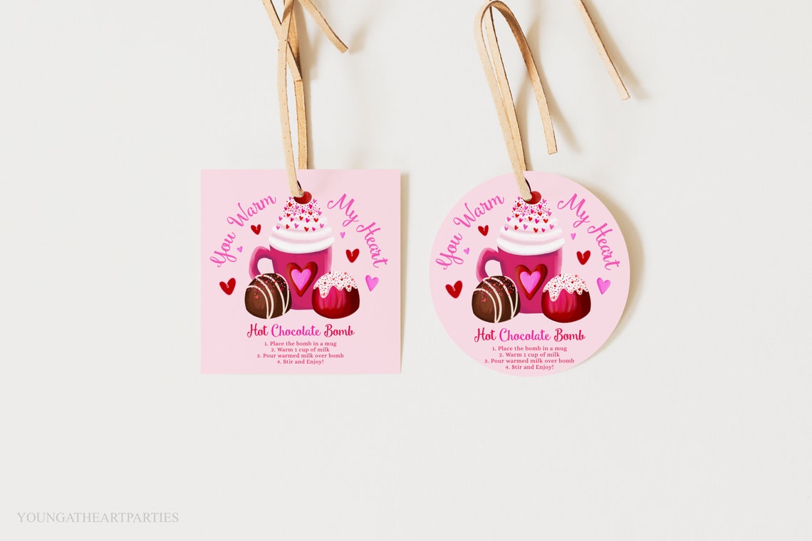 You Warm My Heart Hot Chocolate Bomb Cocoa Tag Instructions Print - Image 5