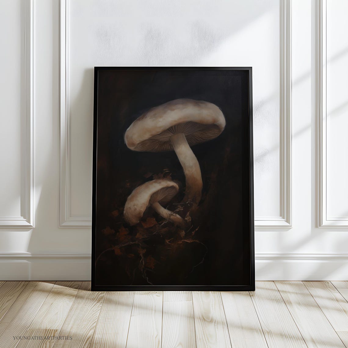Vintage Moody Mushroom Oil Painting Dark Botanical Forest Wall Art - Image 6
