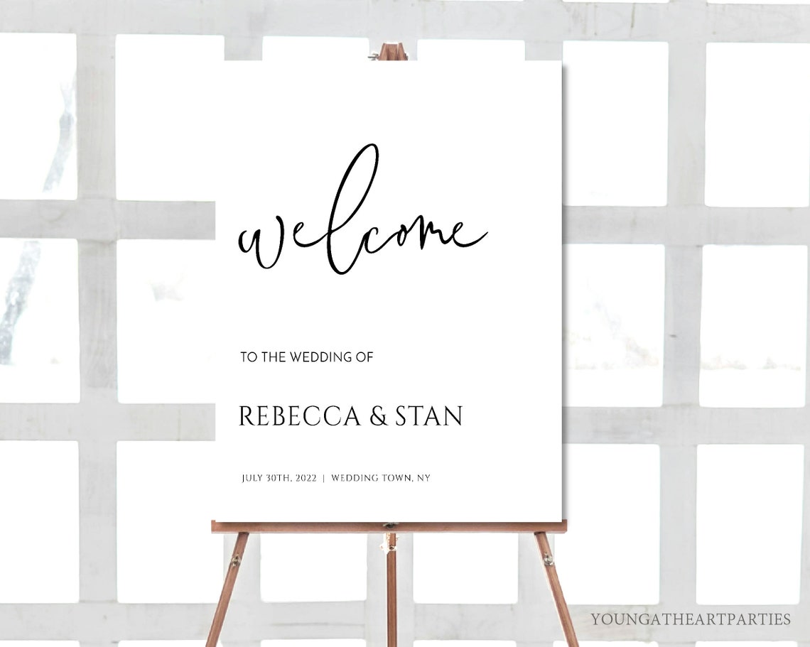 Minimalist Calligraphy Wedding Welcome Sign Editable Template Print