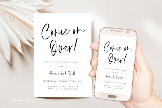 Minimalist Housewarming Party Invitation Modern Come On Over Party Invite Simple New Home Party Invite Modern Minimalist Open House