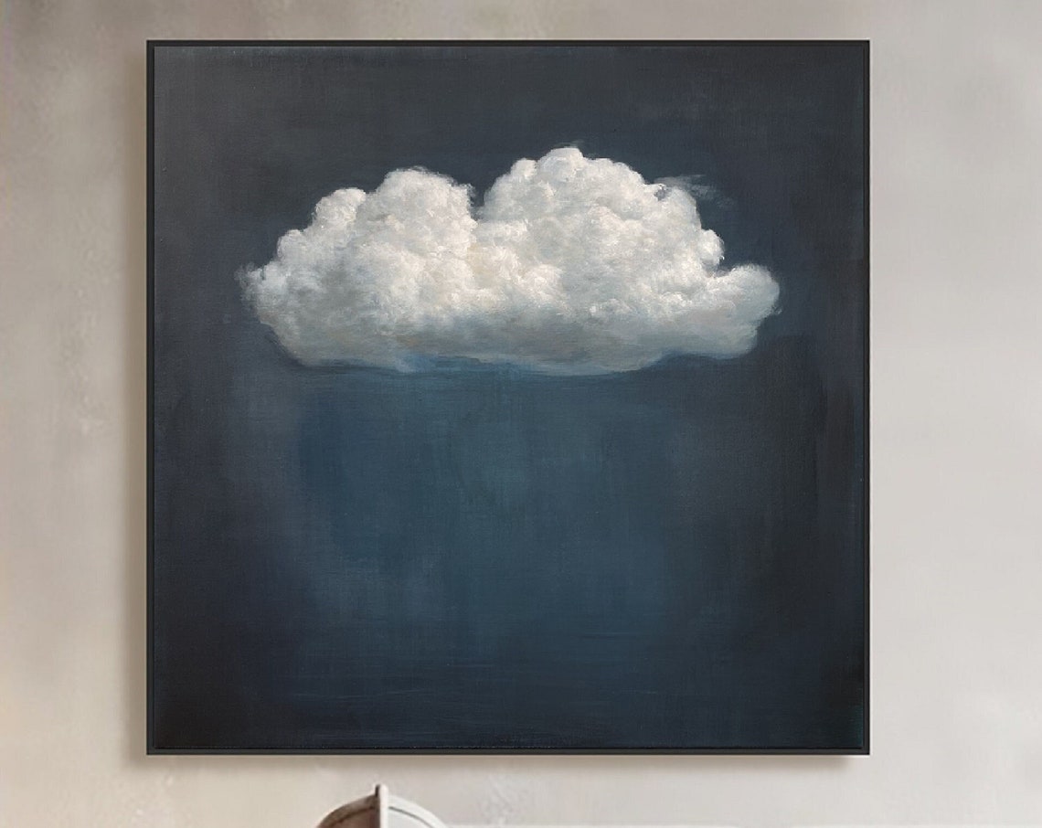 Cloud Abstract Painting Vintage Landscape Wall Art Painting Cloudy Sky Framed Large Gallery Art Cloud Wall Art Minimalist Art Ready To Hang - Image 5