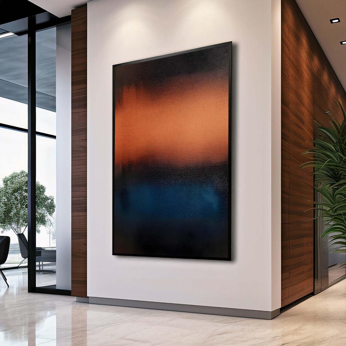 Mark Rothko Inspired Orange Sunset Teal Abstract Gradient Art Print