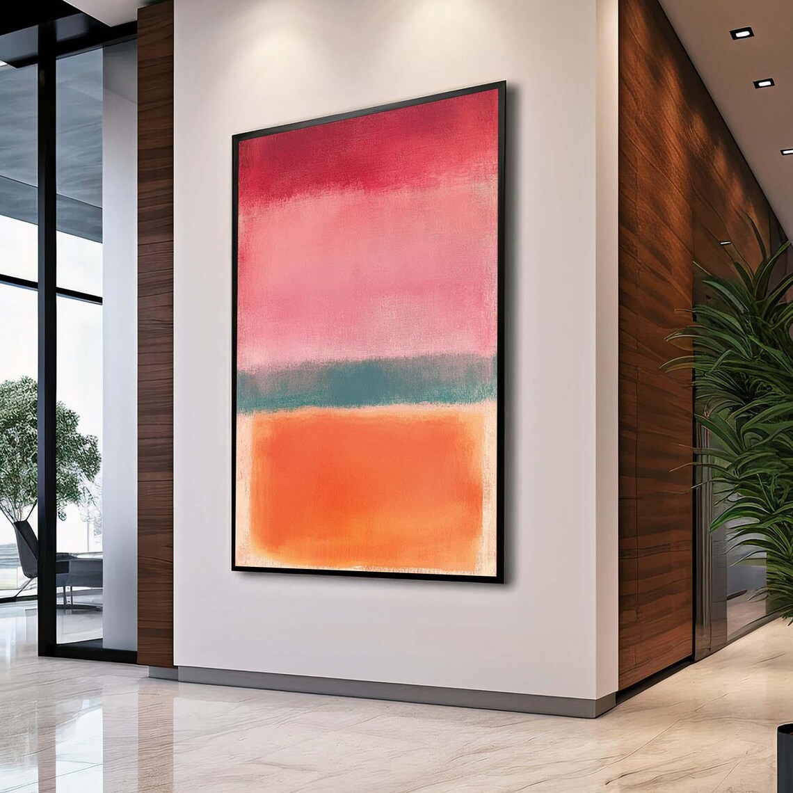 Mark Rothko Inspired Pink Coral Orange Abstract Color Block Print
