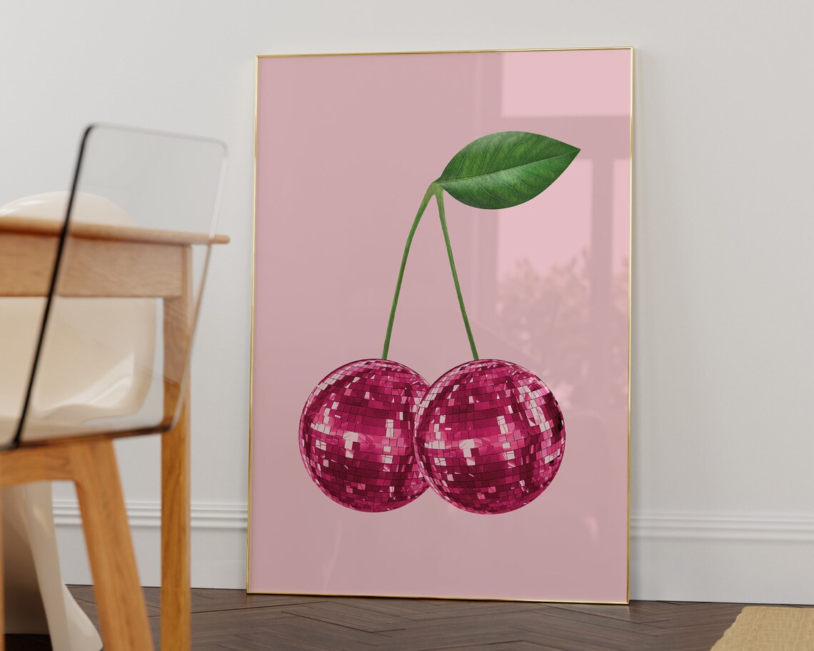 Disco Cherries Trendy Wall Art Poster Print - Image 2