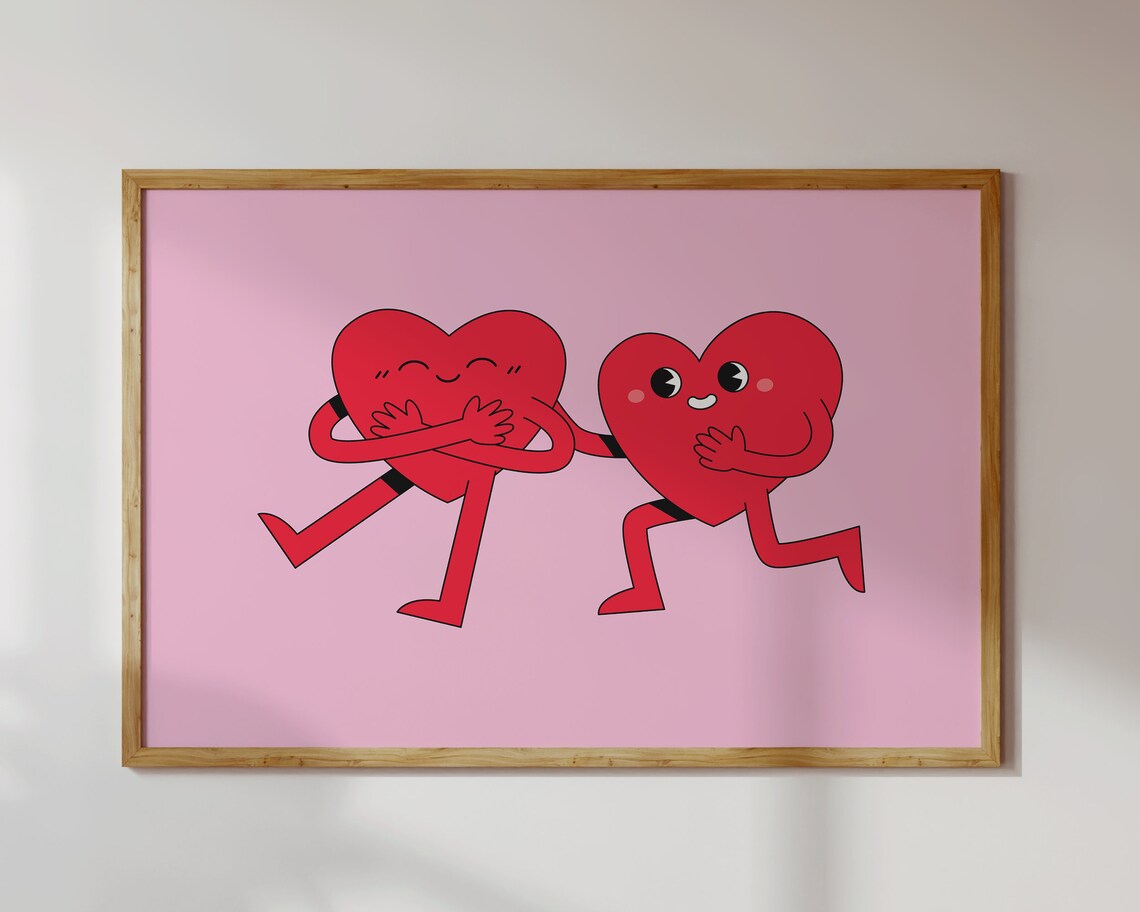 Retro Hearts Valentine Love Poster, Preppy Aesthetic - Image 2
