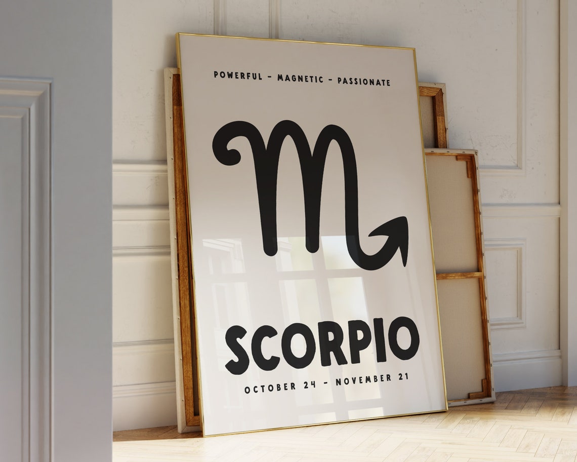 Scorpio Zodiac Symbol Bold Black Cream Minimalist Astrology Poster - Image 3
