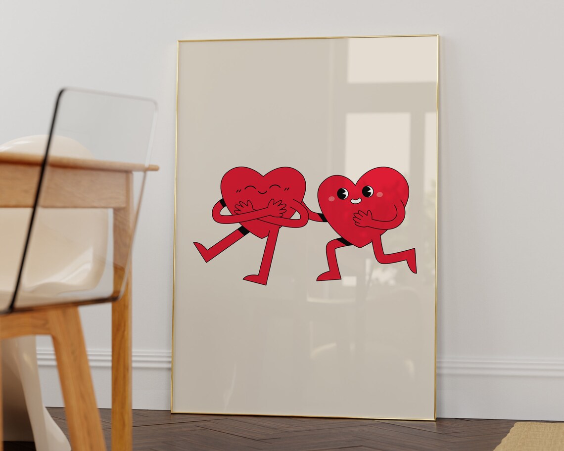 Cute Retro Hearts Valentine's Day Art Print - Image 2