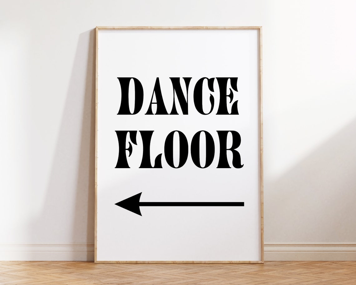 Dance Floor Arrow Sign Retro Black White Party Direction Poster - Image 2