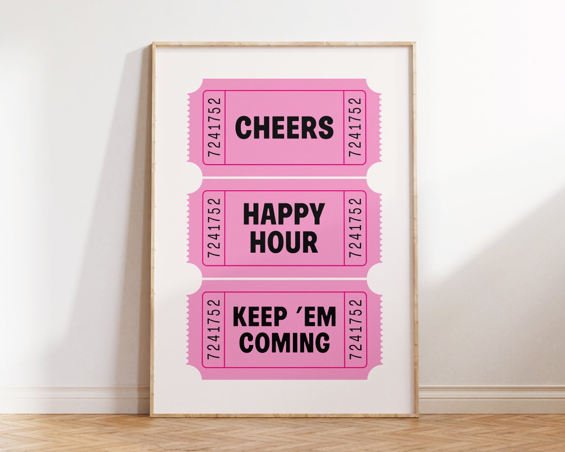 Cheers Happy Hour Pink Ticket Stub Keep Em Coming Wall Poster - Image 3
