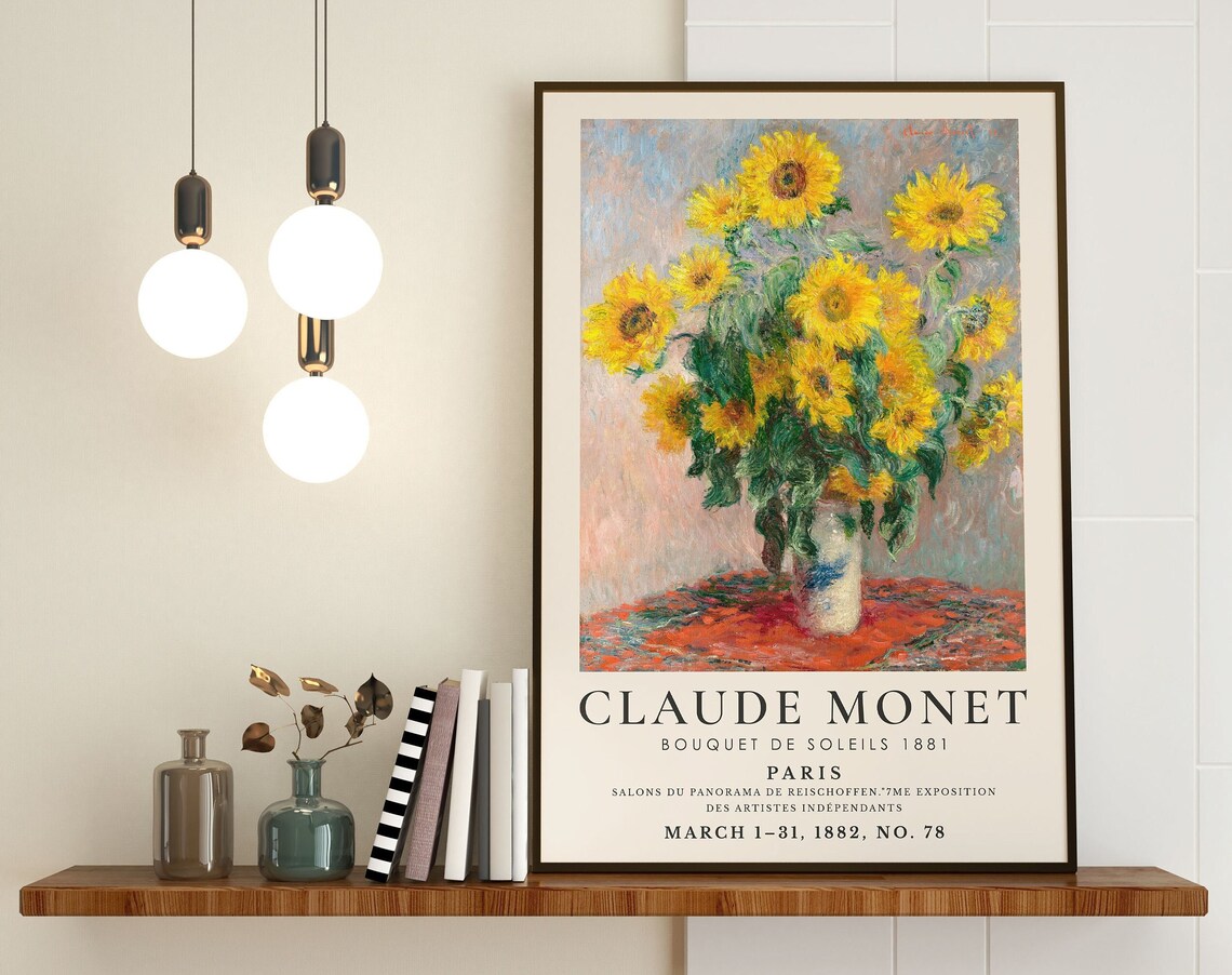Claude Monet Sunflower Painting Art Print, Exhibition Poster - Image 3