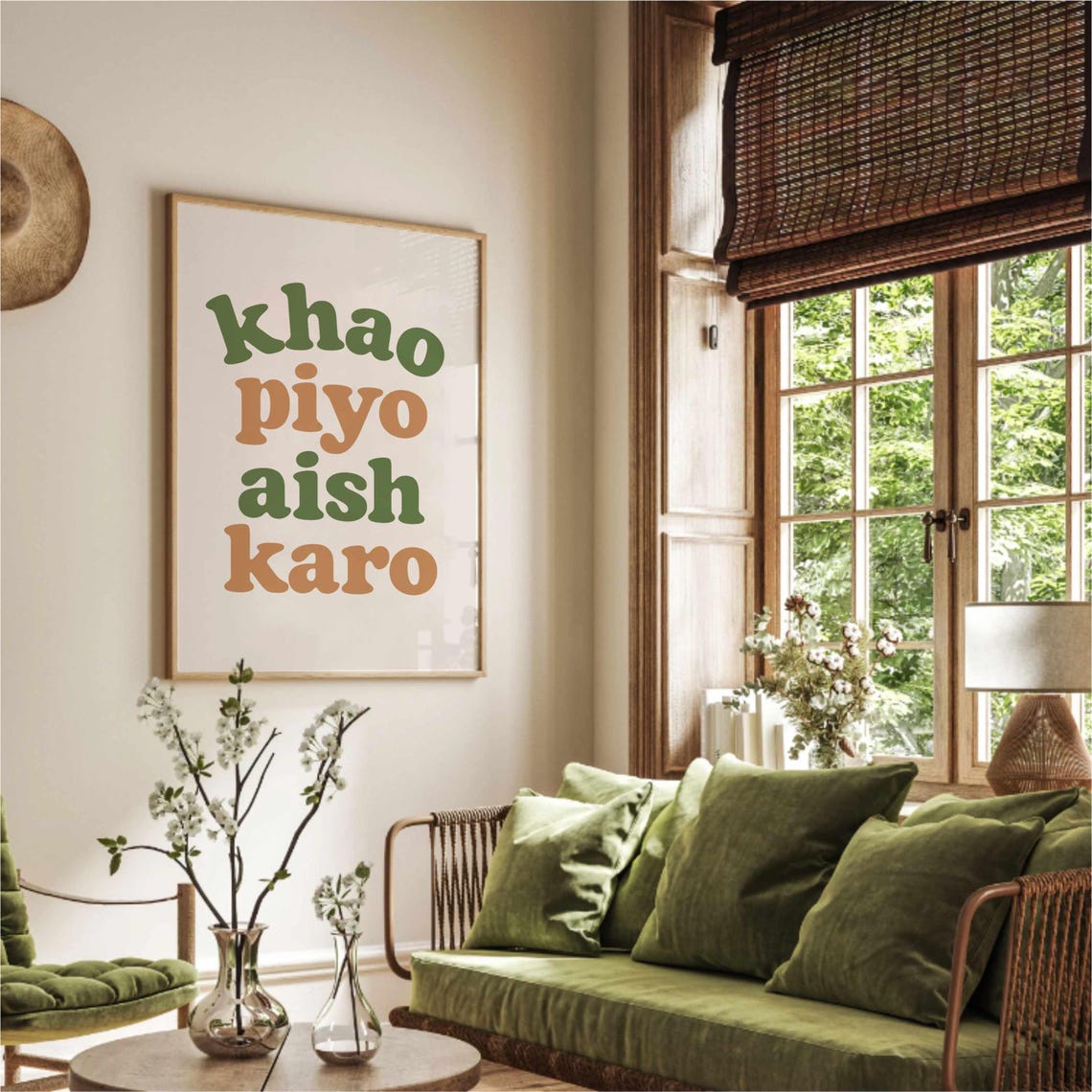 Khao Piyo Aish Karo Punjabi Desi Typography Kitchen Decor Poster