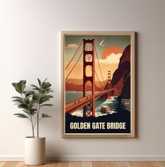 Golden Gate Bridge Travel Poster Posters Prints Wall Art Modern Home Room Bar Decor Painting Unframed