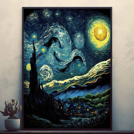 The Starry Night Posters Prints Wall Art Modern Home Room Bar Decor Painting Unframed