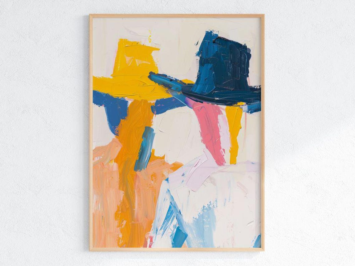 Abstract Cowboy Hats Bold Color Block Southwestern Style Poster