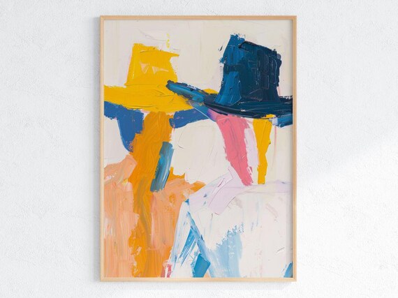 Abstract Cowboy Hats Bold Color Block Southwestern Style Poster
