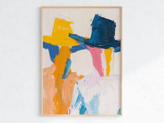 Two Cowboys Abstract Painting Bright Southwestern Wall Art Bold Western Print With Vibrant Colors Ranch Home Decor