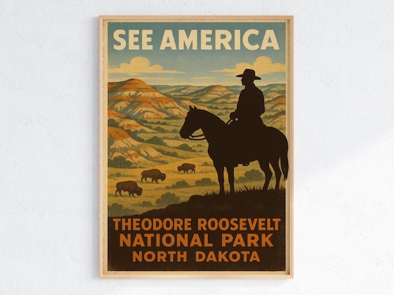 Theodore Roosevelt National Park Poster Vintage WPA North Dakota