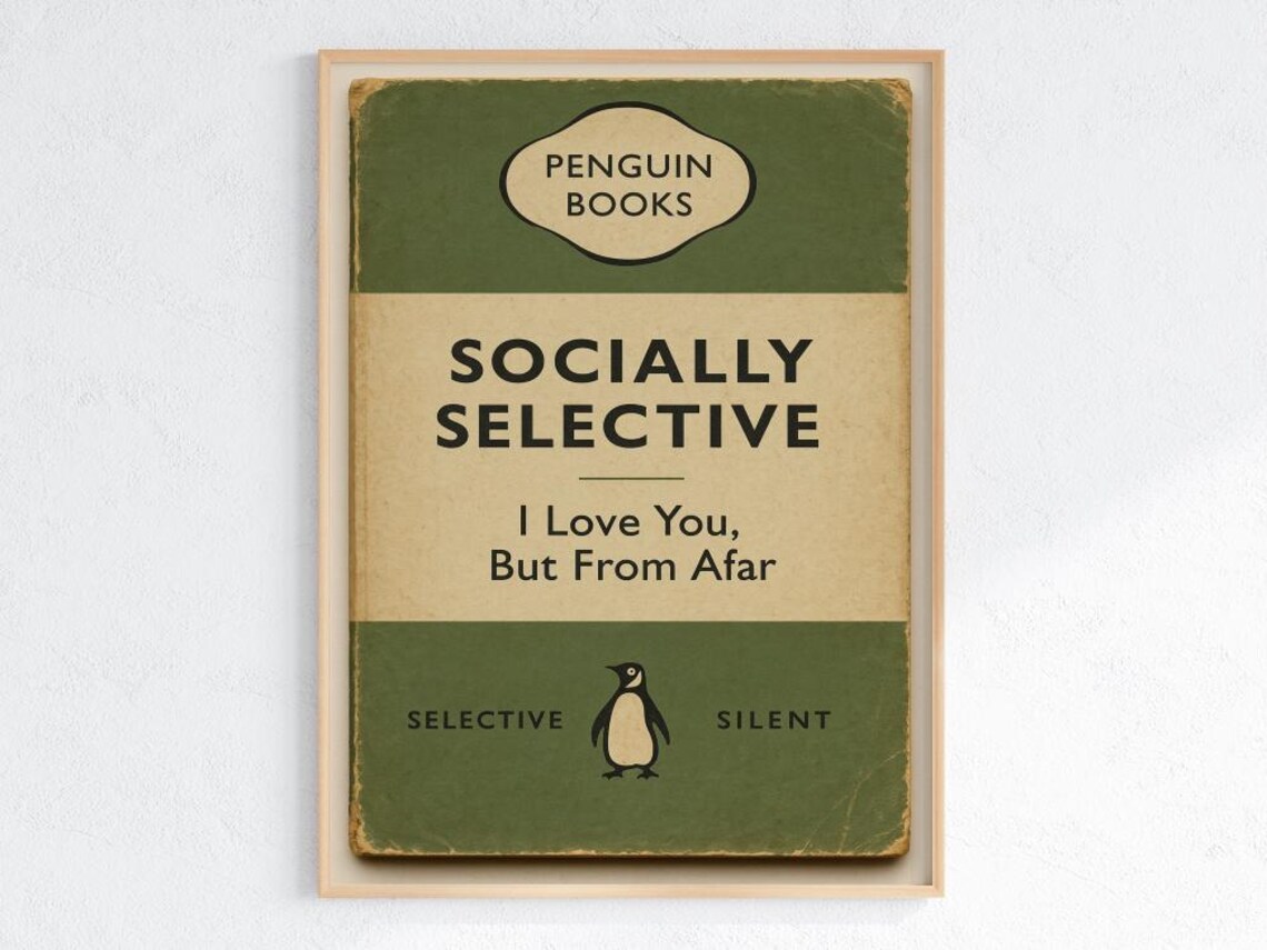 Socially Selective Penguin Books Parody Funny Introvert Book Cover Poster
