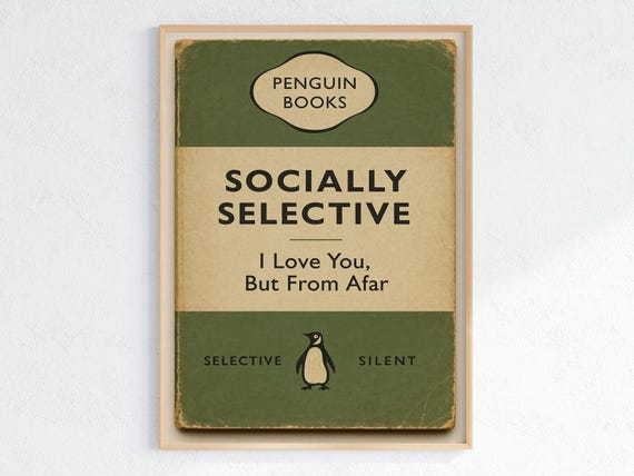 Funny Penguin Book Parody Poster Introvert Humor Vintage Wall Art
