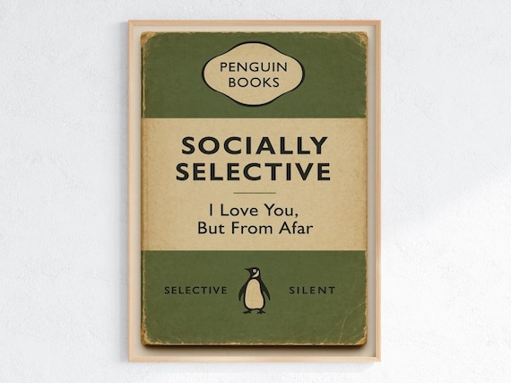 Socially Selective Penguin Books Parody Funny Introvert Book Cover Poster