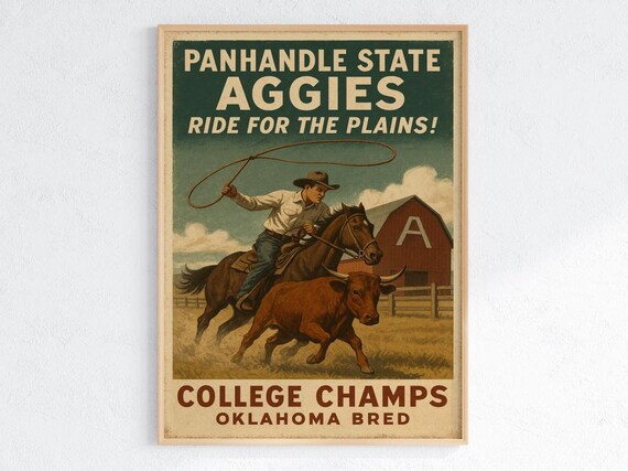 Panhandle State Aggies Ride for the Plains Vintage Rodeo Team Poster
