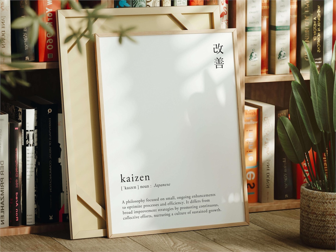Kaizen Definition, Minimal Japanese Continuous Improvement Art Print