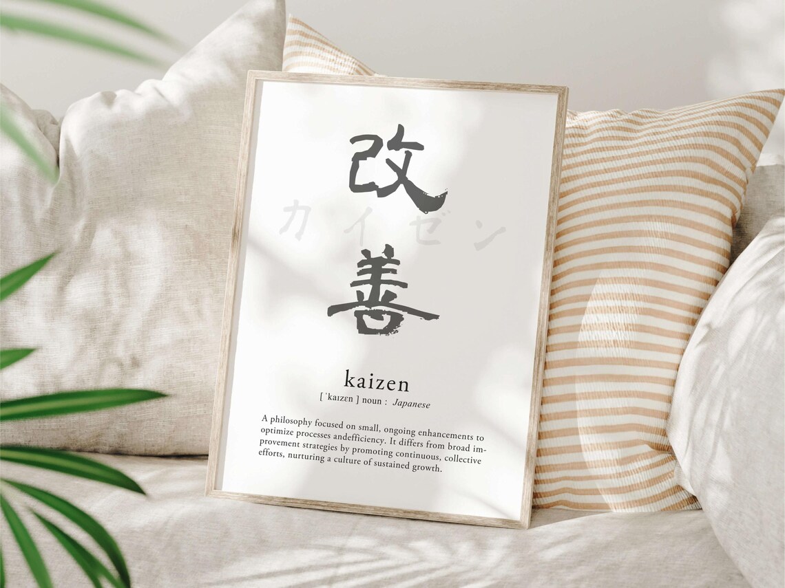 Kaizen Japanese Definition Typography Minimalist Dictionary Style Poster