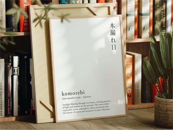 Komorebi Definition Wall Art, Japanese Language Poster