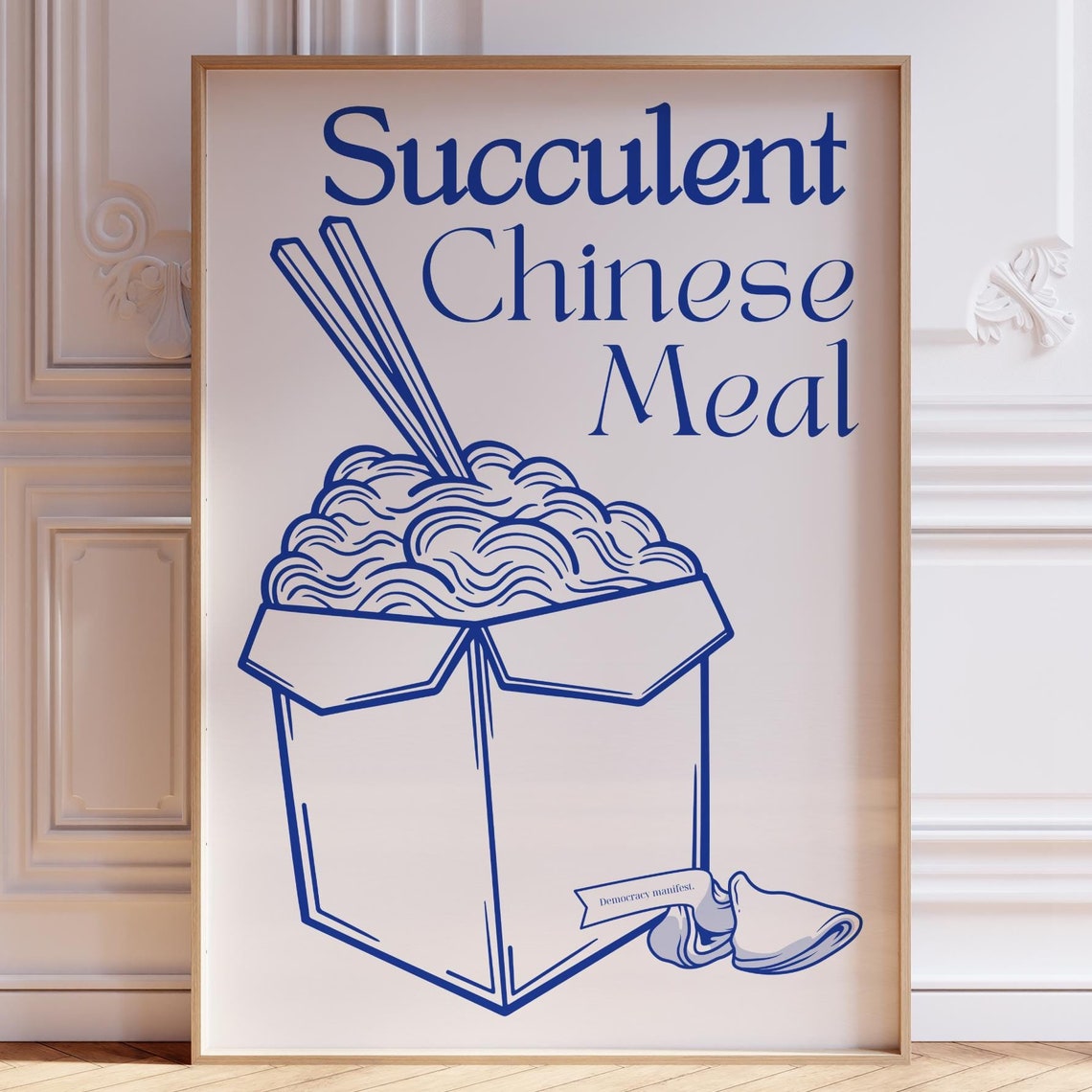Succulent Chinese Meal Blue Noodle Takeout Box Funny Meme Poster
