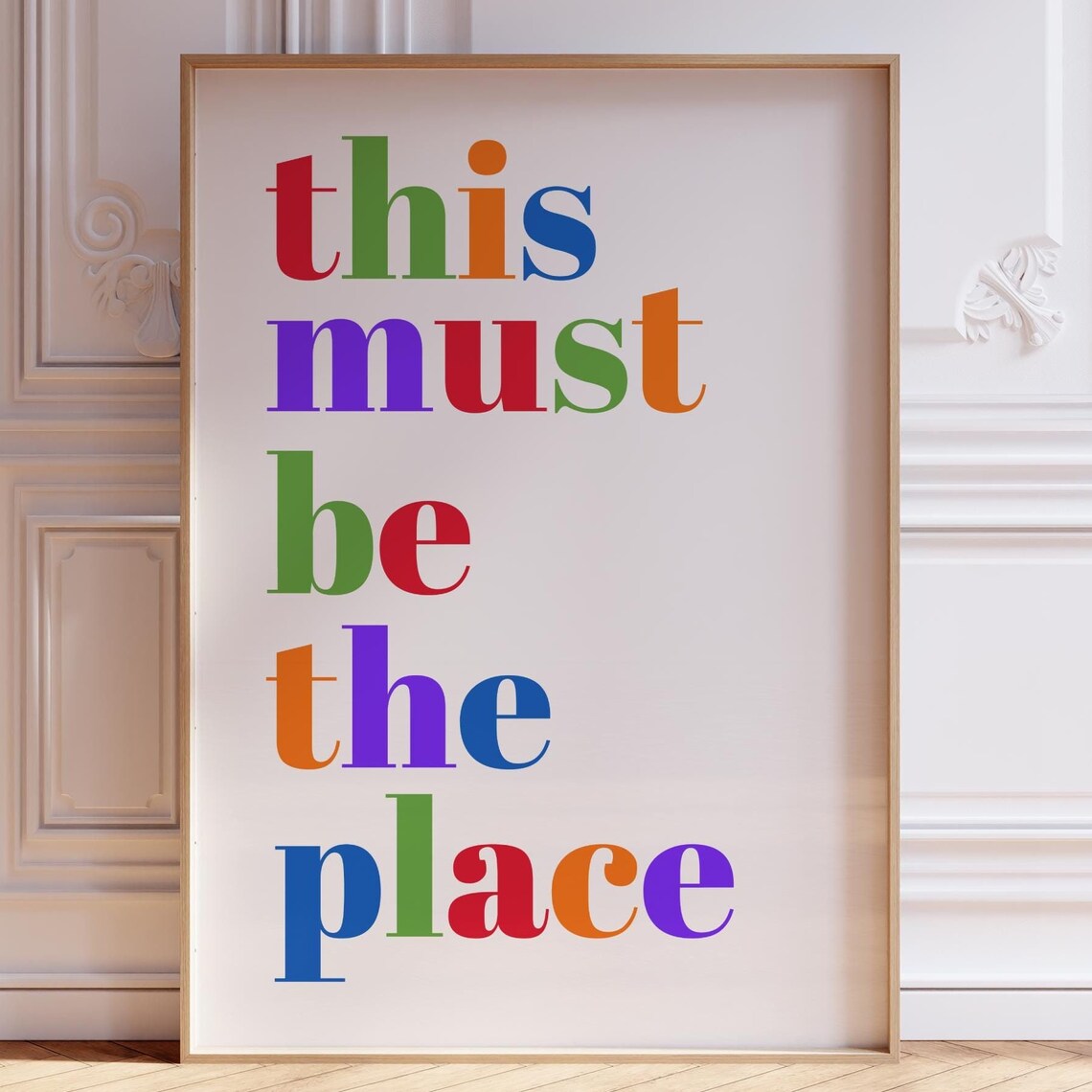 This Must Be The Place Bright Rainbow Lettering Retro Lyric Poster