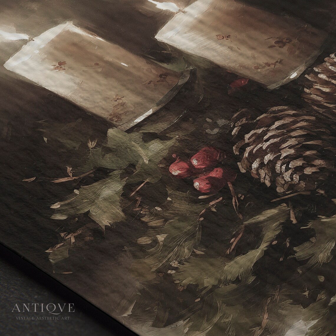 Christmas Candle Still Life, Rustic Holiday Art Print - Image 3
