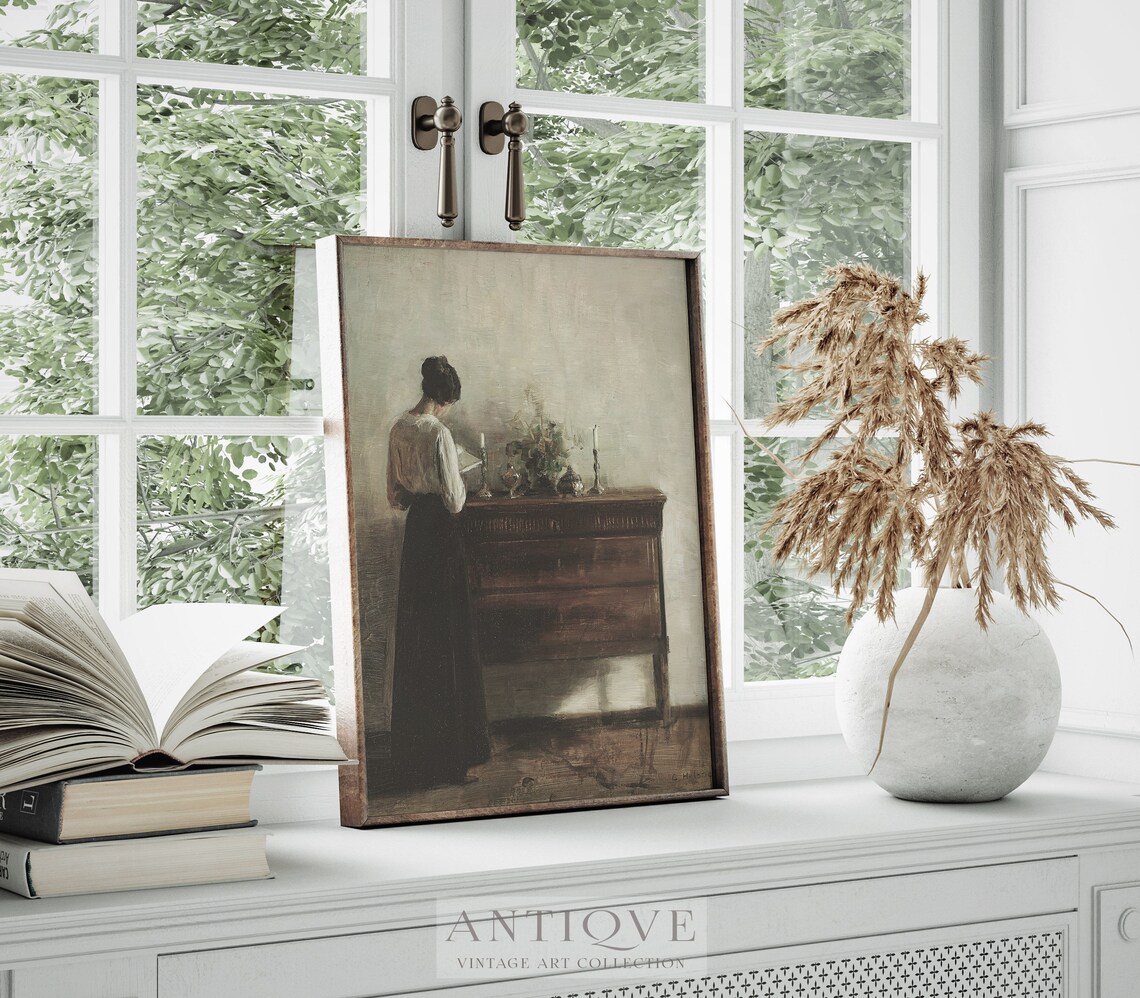 Victorian Woman Reading Vintage Art Print - Image 3
