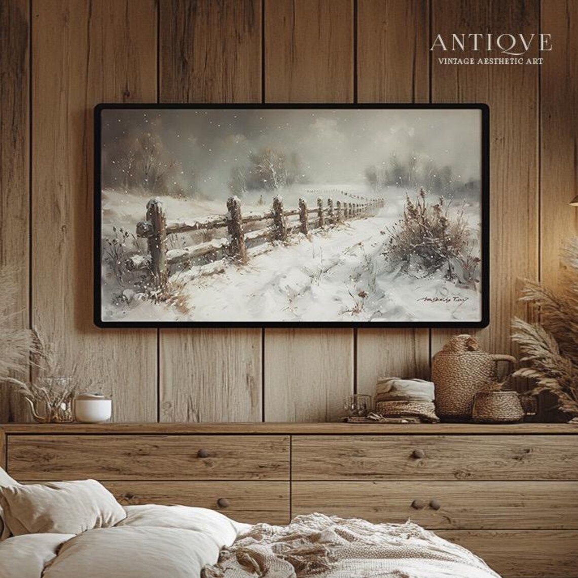 Winter Fence In The Snow, Rustic Holiday Decor - Image 2