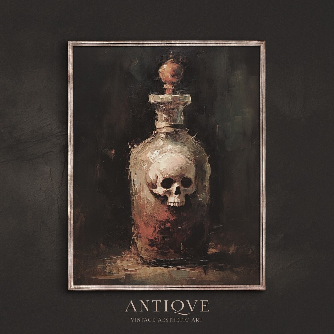 Gothic Apothecary Bottle Skull Dark Academia Vintage Oil Poster