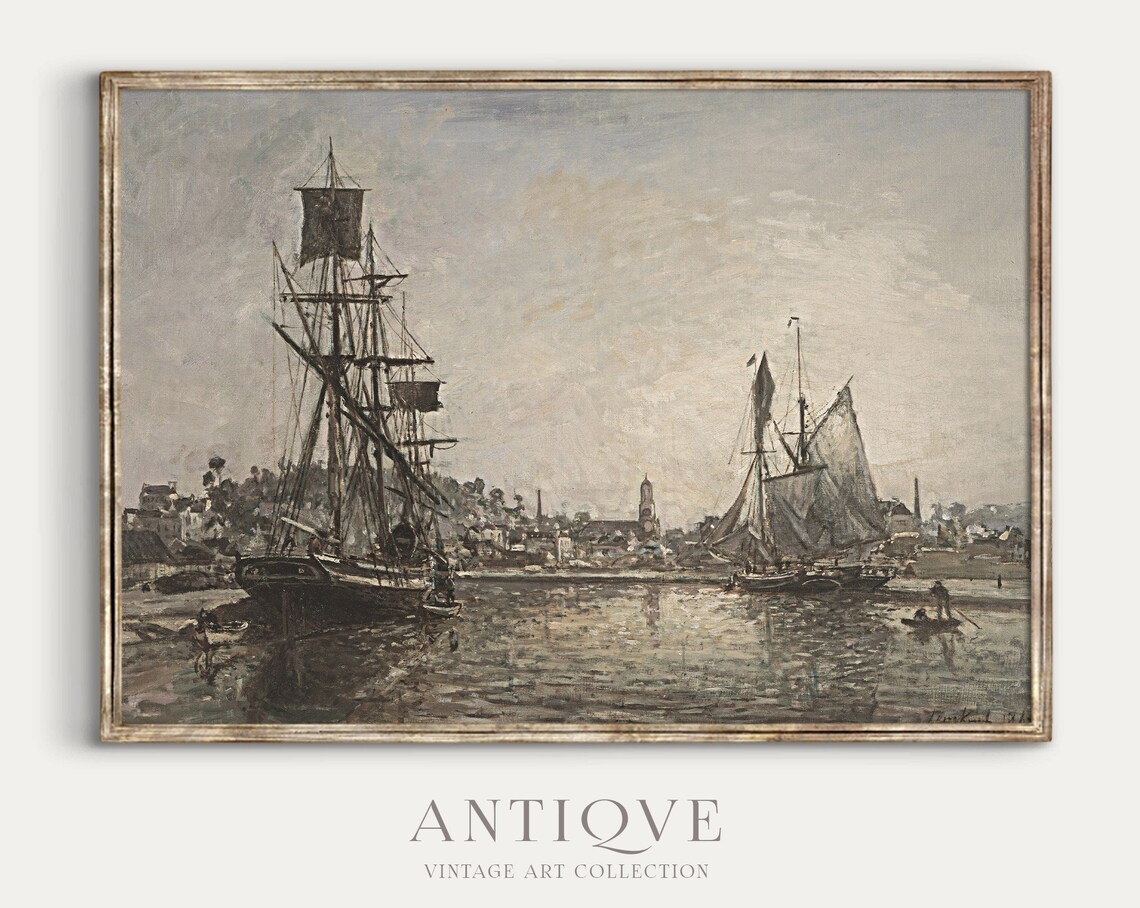Vintage Nautical Ocean Art Print, Antique Sea Artwork