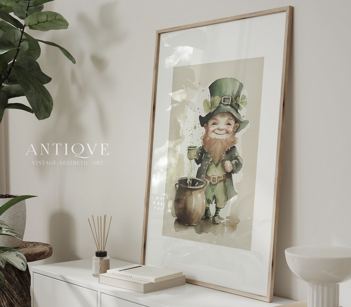 Cheerful Leprechaun Pot of Gold St Patrick's Day Watercolor Poster - Image 4