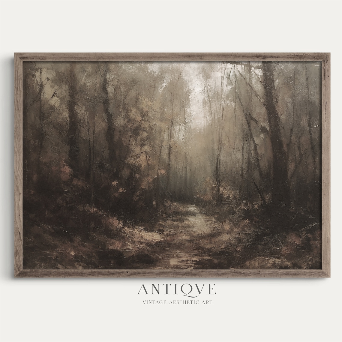 Dark Autumn Forest Pathway, Moody Fall Art Print