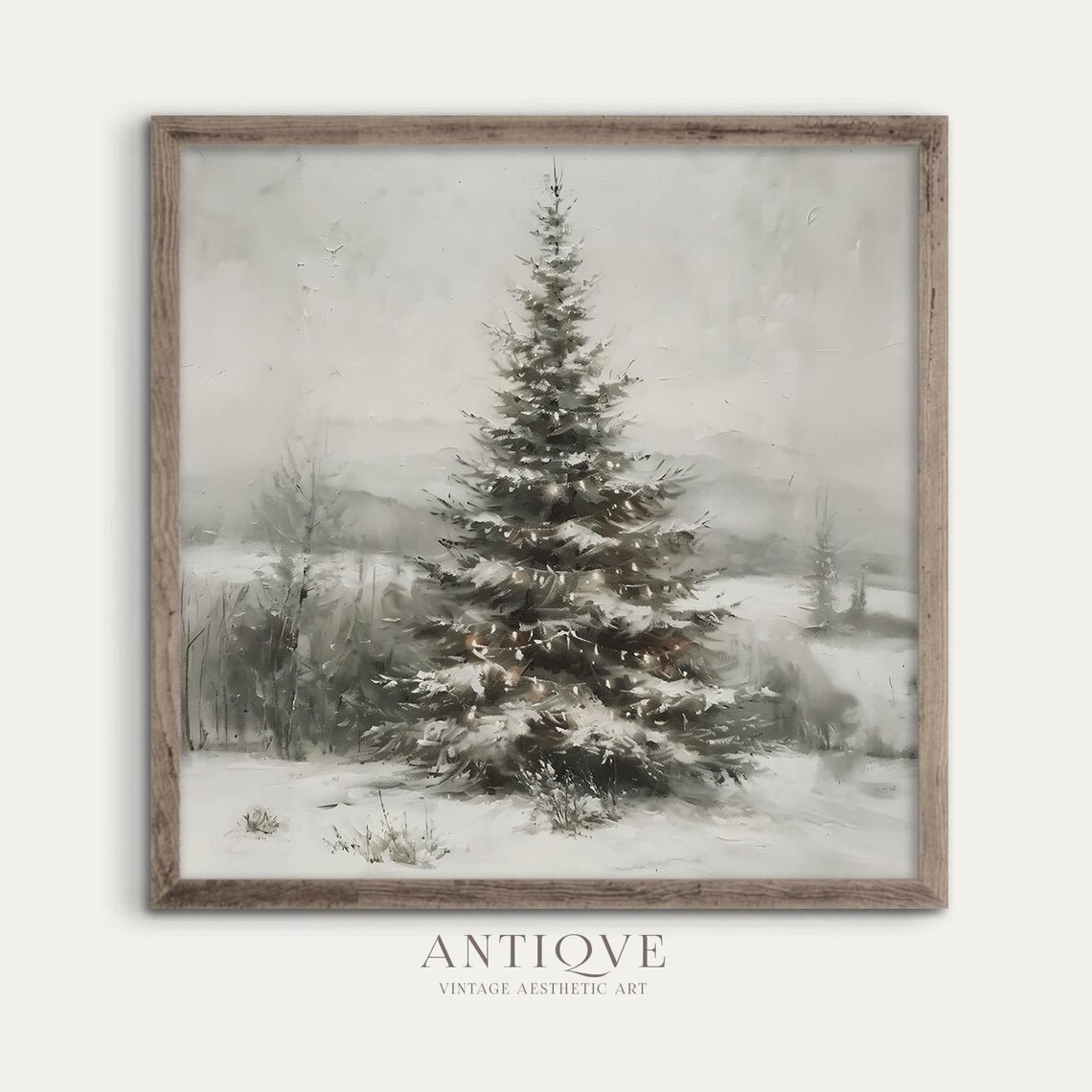 Square Fir Tree Painting Print, Christmas Farmhouse Decor