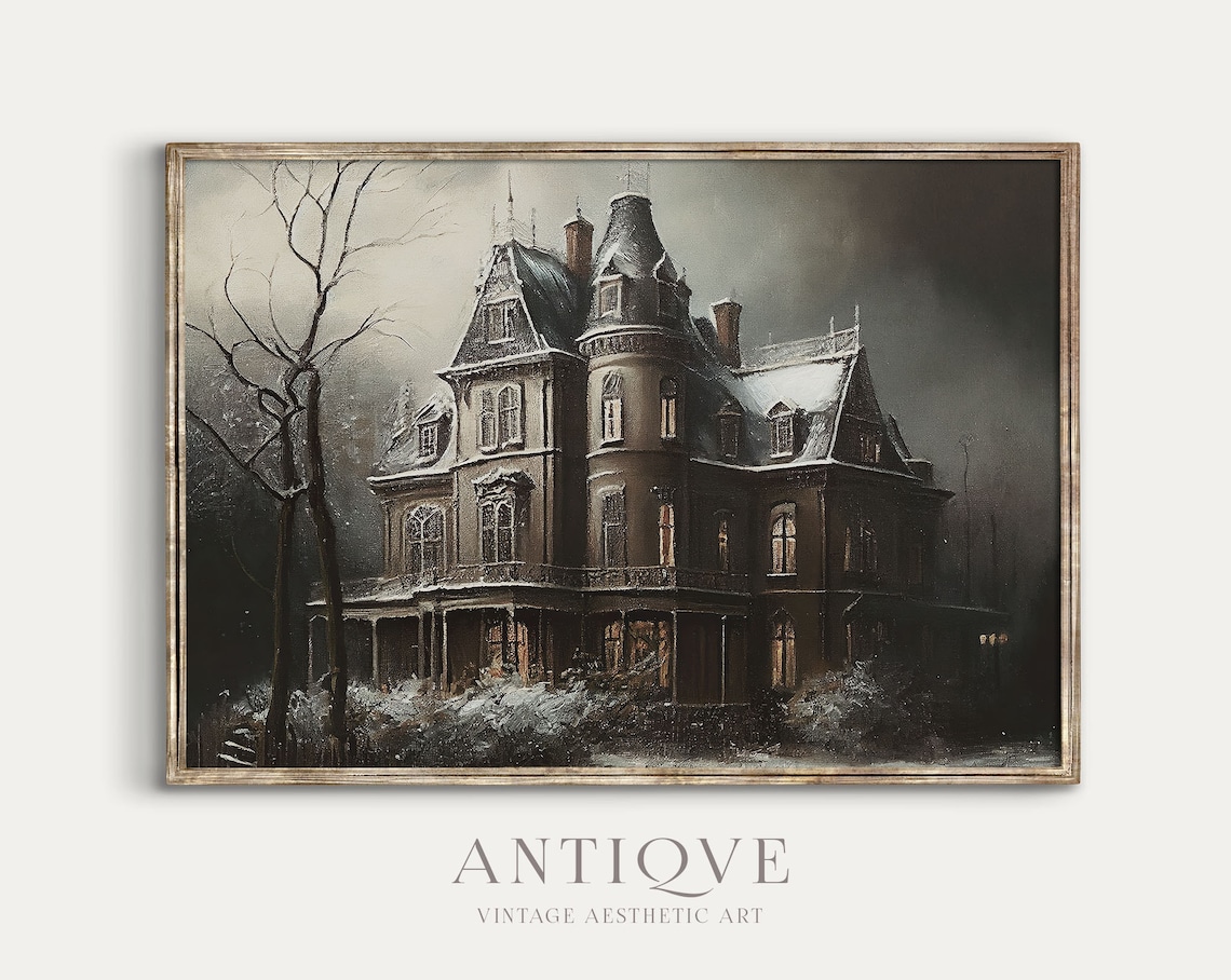 Gloomy Victorian Mansion Haunted House Art Print - Image 2