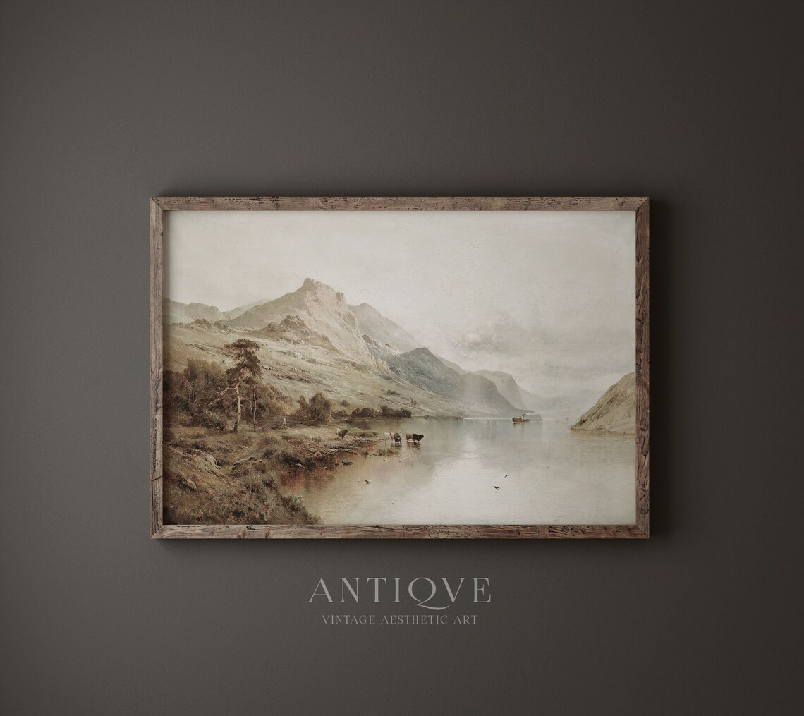 Scottish Loch Painting, Vintage Scotland Landscape - Image 3