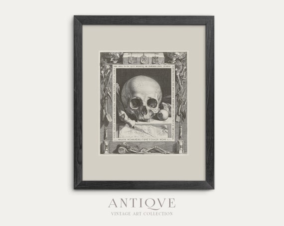 Vintage Skull Sketch Dark Gallery Wall 571
