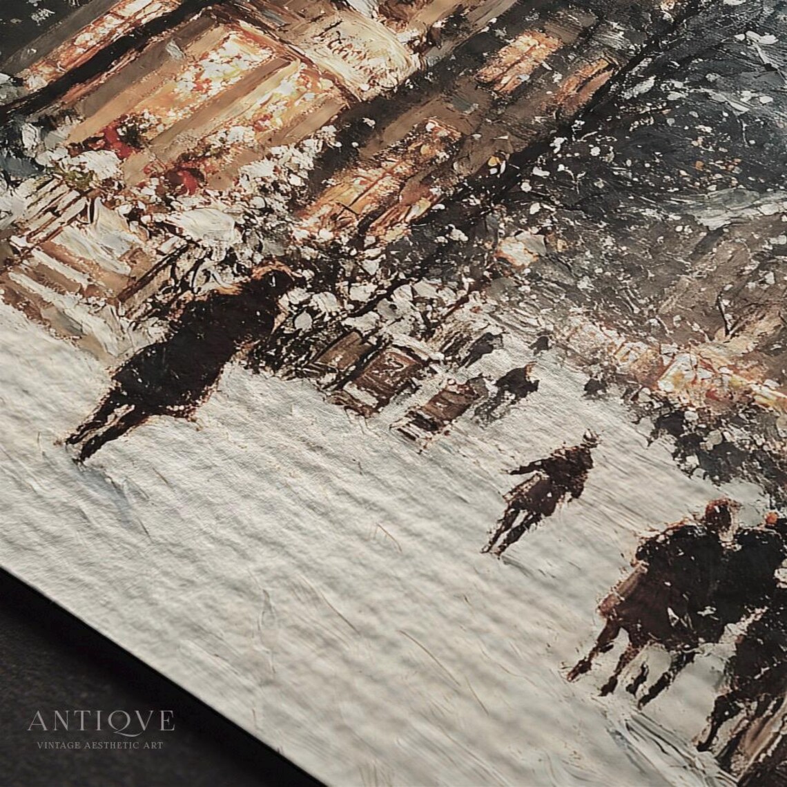 Snowy Busy Village Street, Winter Christmas Decor - Image 3