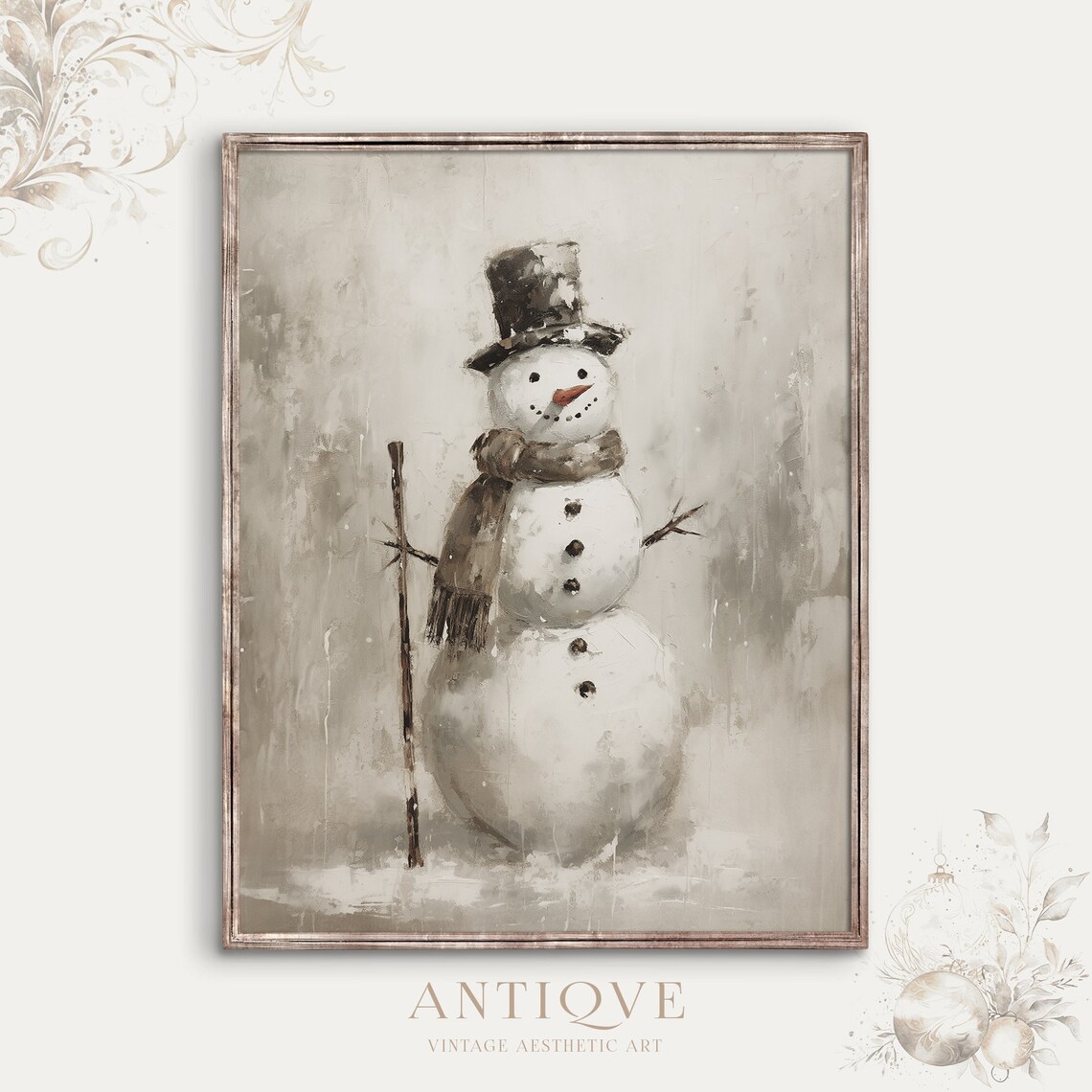 Snowman Christmas Painting, Rustic Farmhouse Decor
