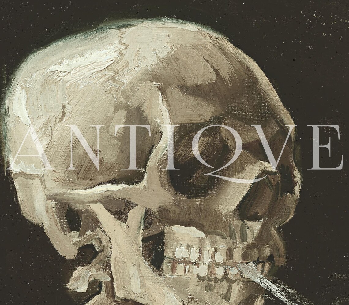 Vintage Skull Oil Painting Dark Academia Art Print - Image 3