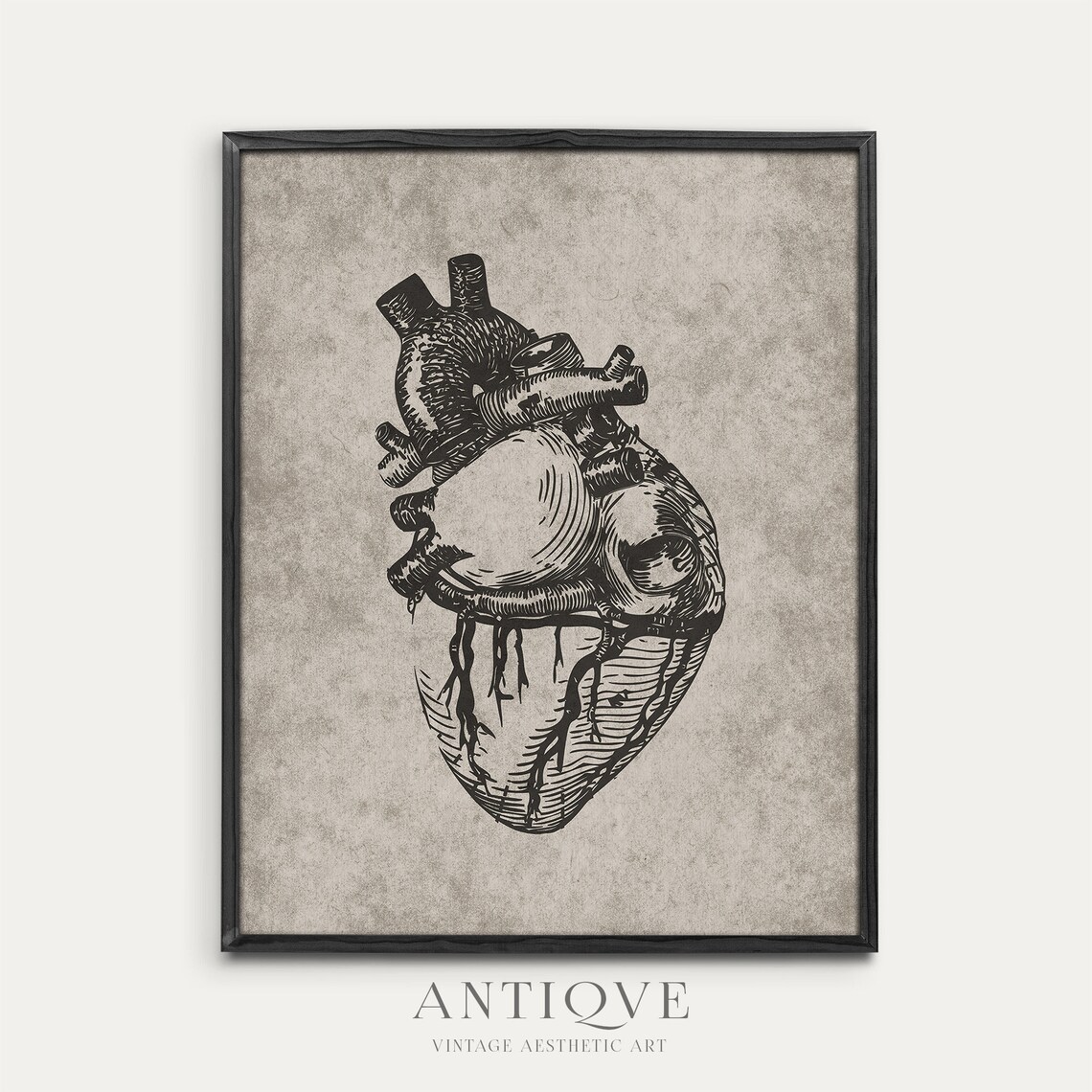 Vintage Anatomical Heart Sketch, Gothic Rustic Art Print