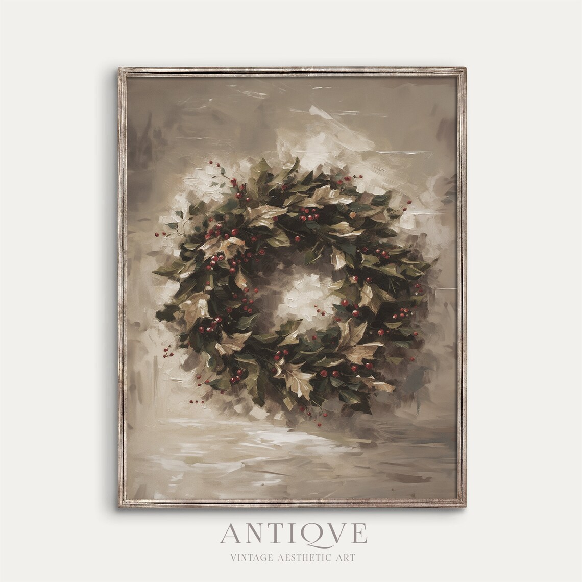 Christmas Wreath With Holly Berries, Classy Decor