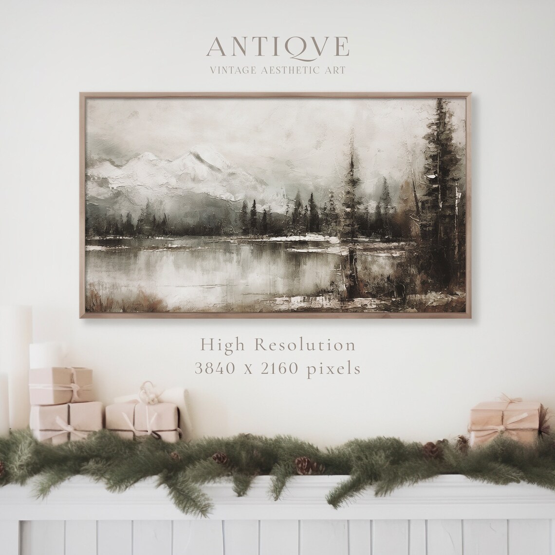 Winter Snowy Landscape Art Print, Rustic Christmas Decor - Image 3