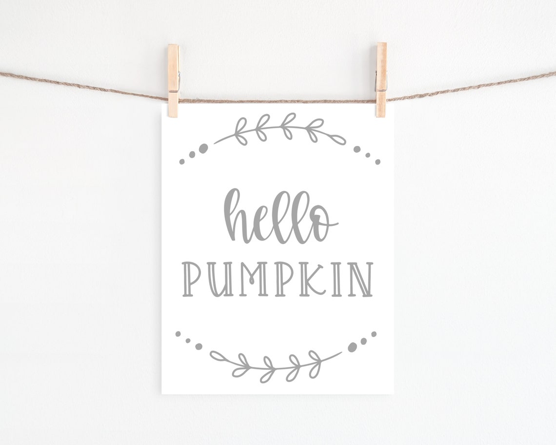 Hello Pumpkin Autumn Fall Wall Print - Image 2