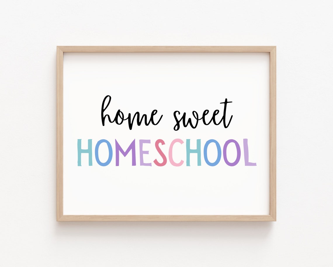 Home Sweet Homeschool Pastel Rainbow Letters Classroom Poster
