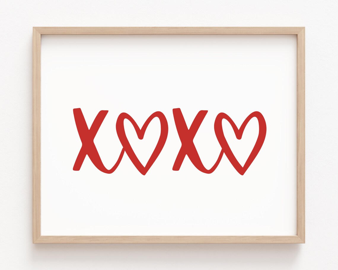 Xoxo Minimalist Valentine Art Print, Xo Typography